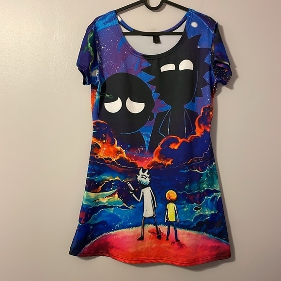 Rick and Morty Universe Planet Bodycon Mini Graphic Dress size L - Picture 1 of 15